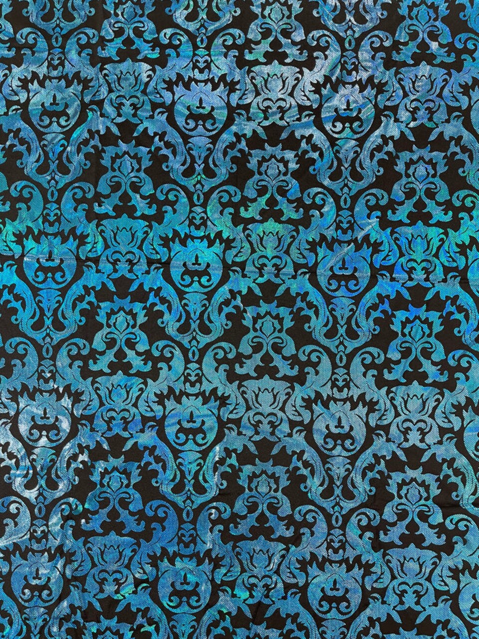 1 Yard Holographic Damask Spandex Fabric Stretch Metallic Nylon Blend 58-60 inches width